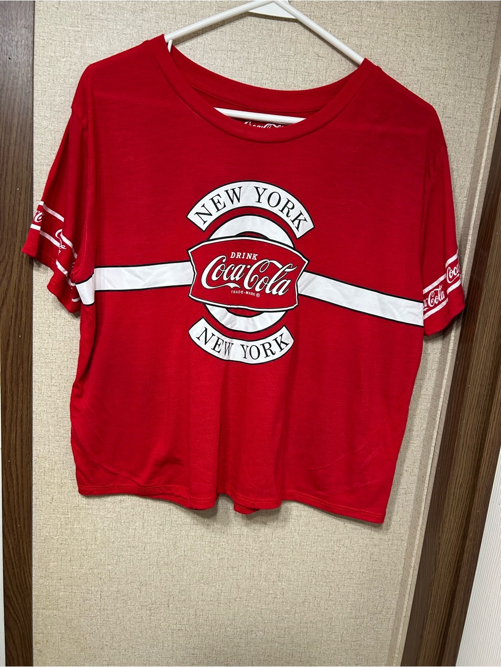 Coca Cola Red Short Sleeve Women’s Graphic Tee with White Logo